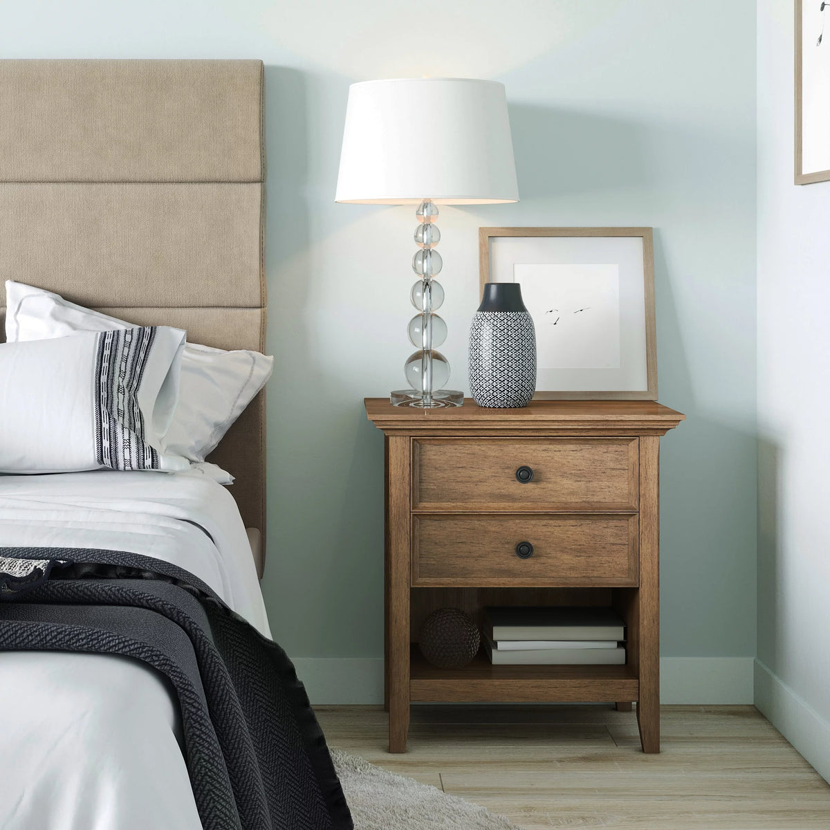 Solid Wood 24 inch Wide Bedside Nightstand Table Rustic Natural Aged Brown T405595