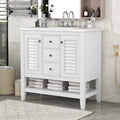 36" White Bathroom Vanity with Ceramic Basin V826435