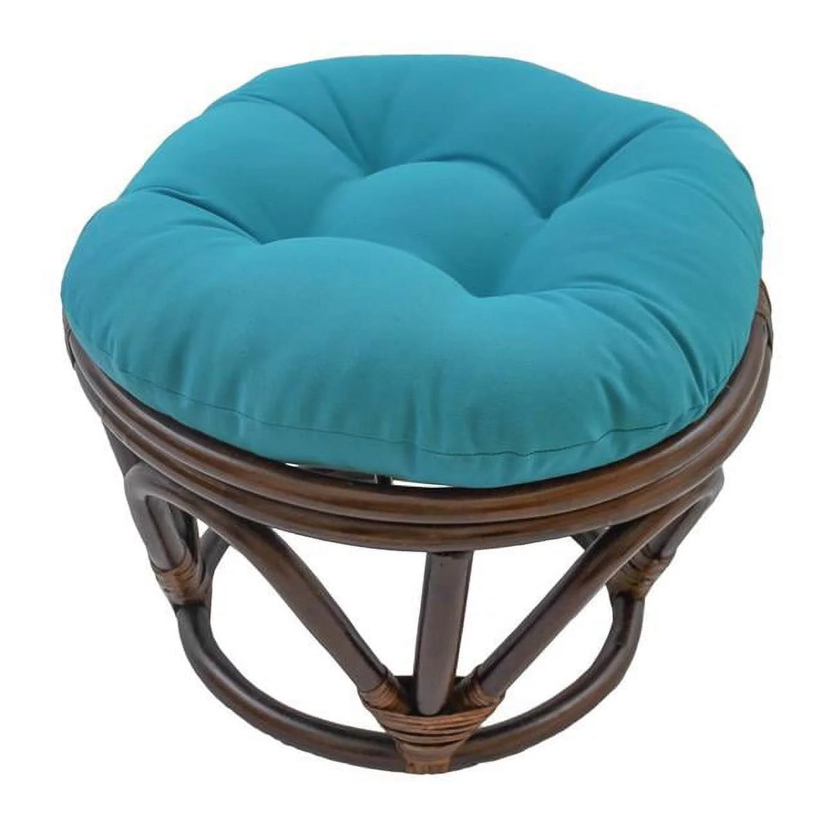 Rattan Footstool with Twill Cushion C41760