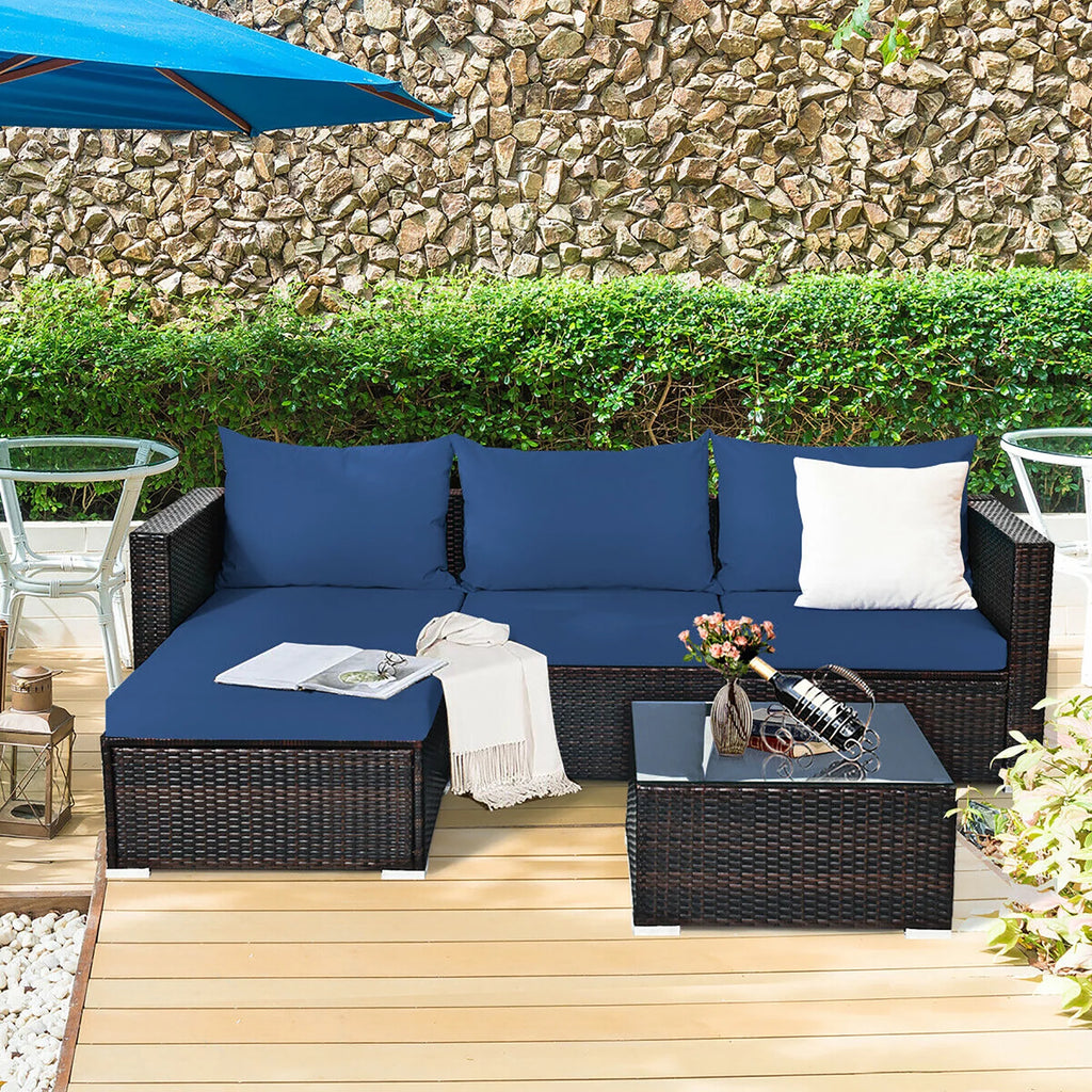 5 Pcs Patio Rattan Furniture Set with Coffee Table I6392