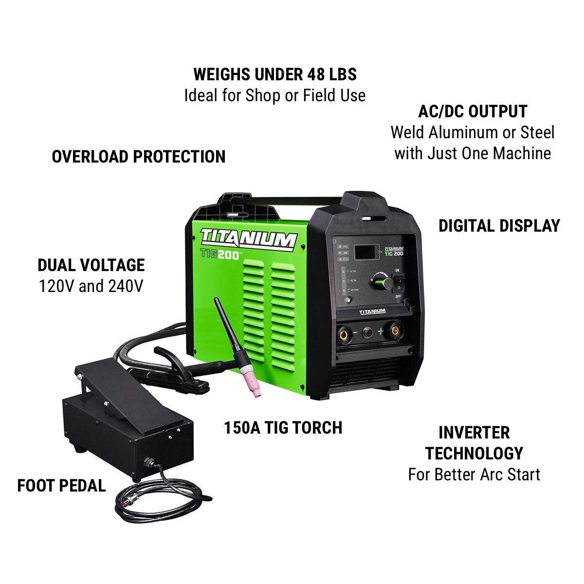 200A AC/DC TIG Welder with 120/240V Input Y7462