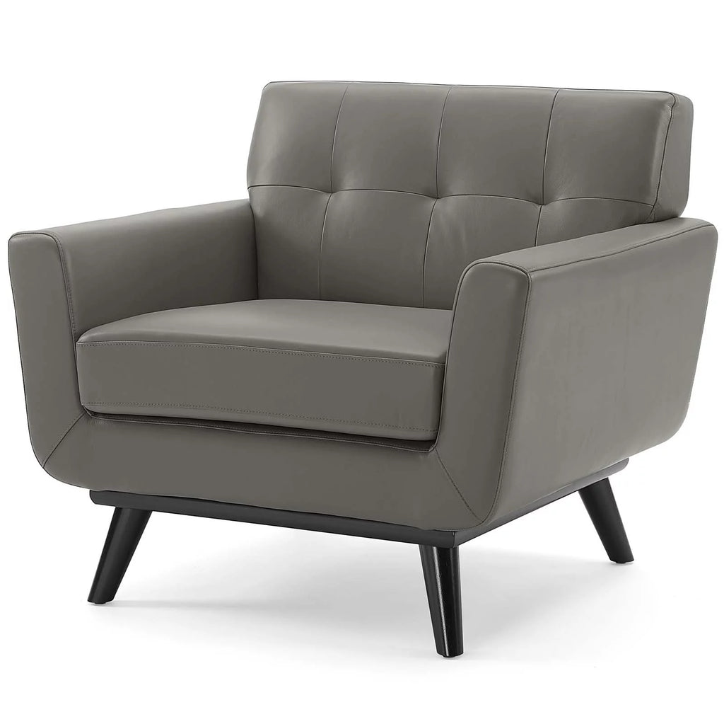 Grey Leather Accent Chair E290
