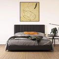 Black Faux Leather Upholstered Platform Bed With Tufted Headboard Queen J940456