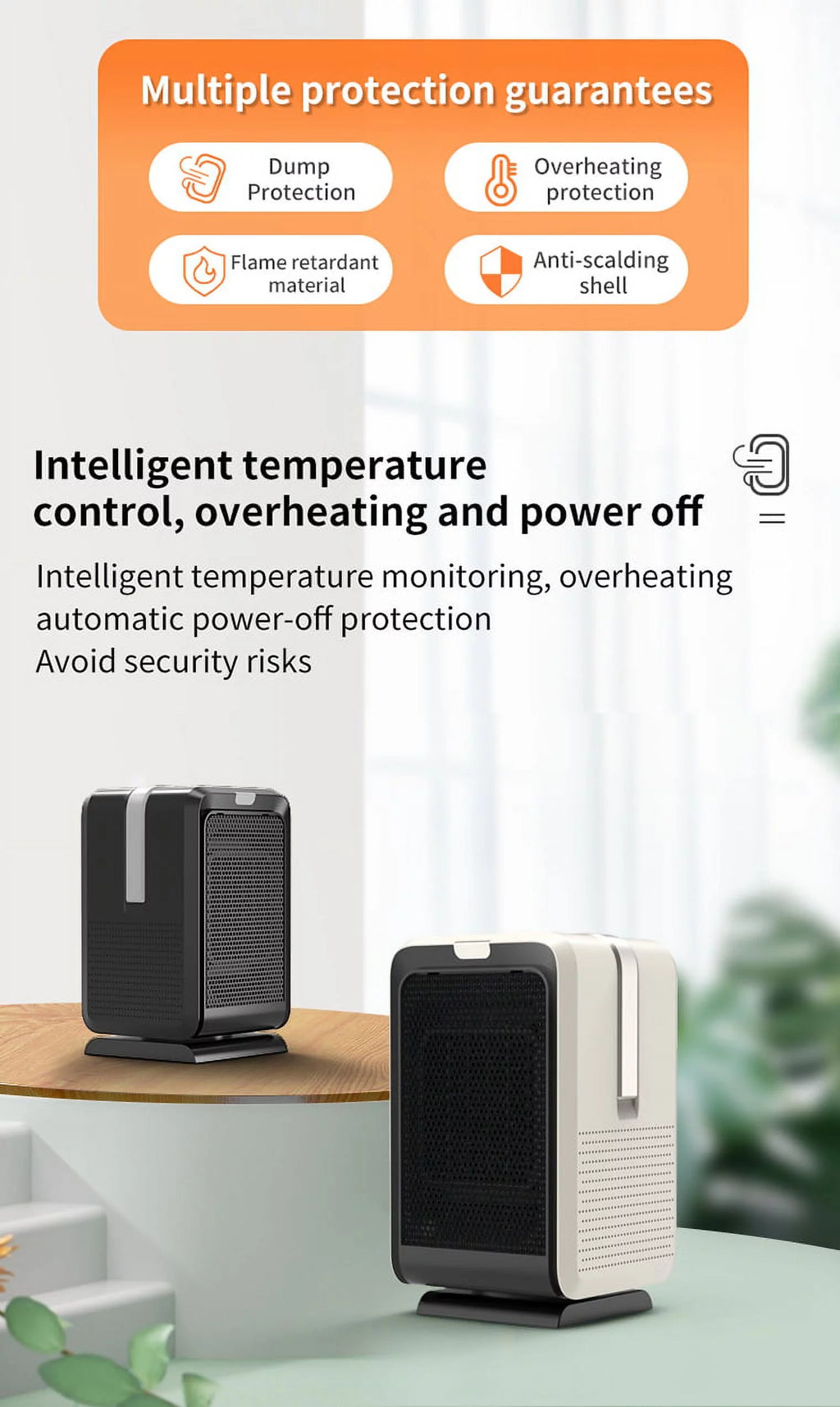 Portable Electric Space Heater with Remote Control and Timer 1000W I1203