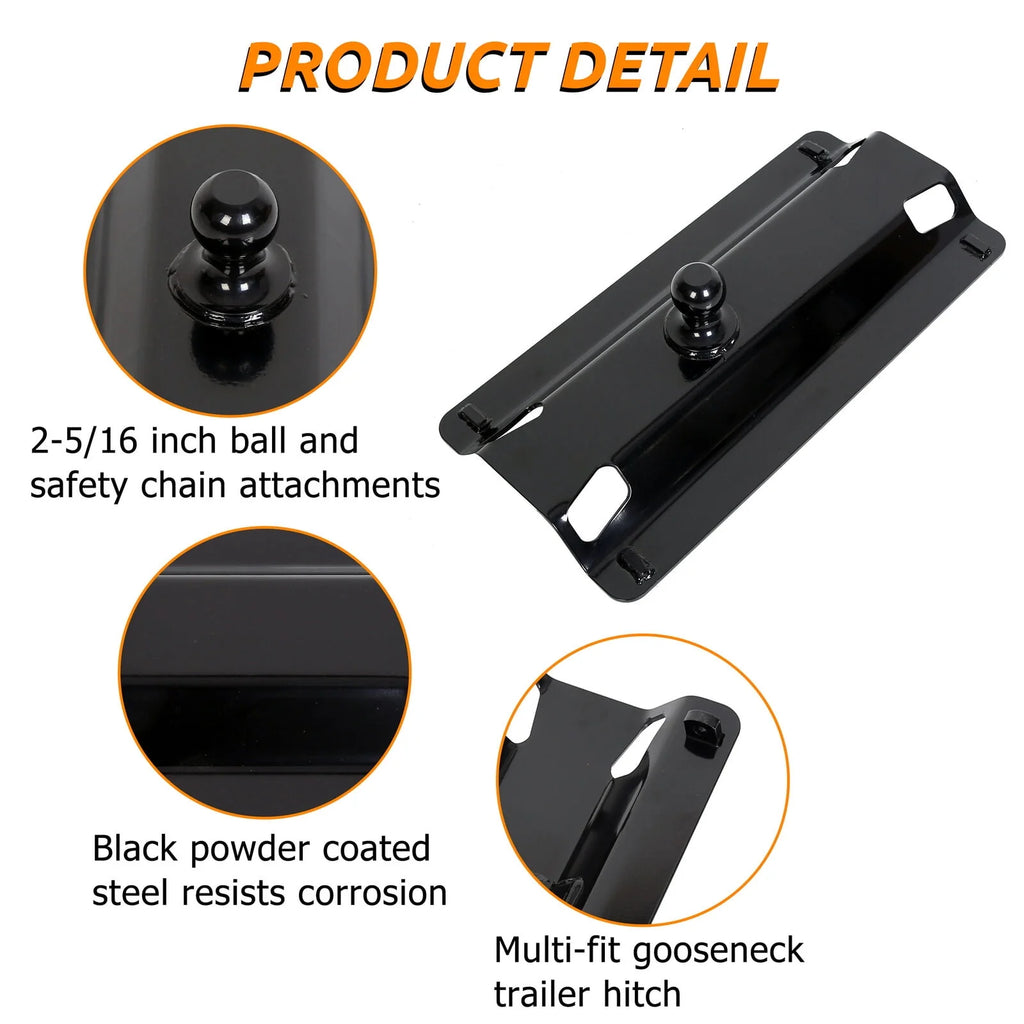 Gooseneck Hitch Ball Adapter Plate for 5th Wheel Rails 25,000 lbs 2-5/16-Inch A4235