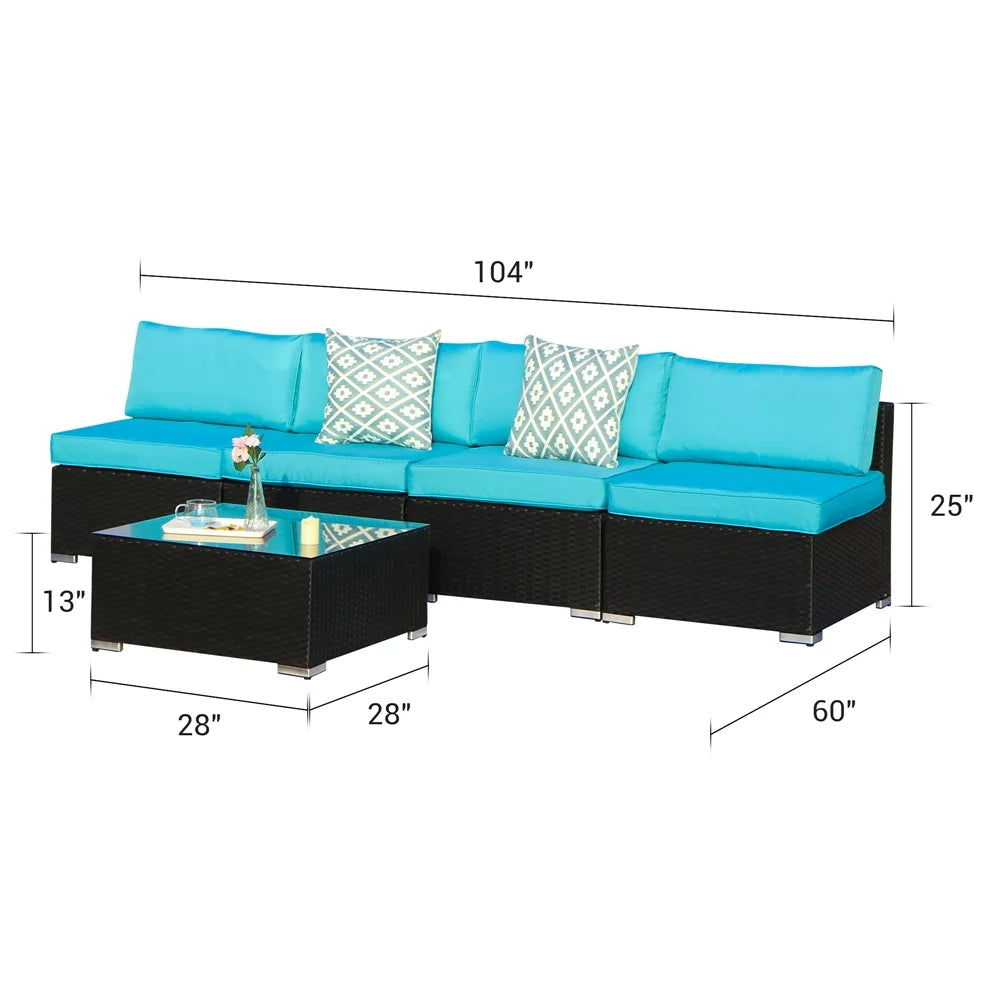 5 Pieces Outdoor Wicker Furniture Set with Coffee Table R5162