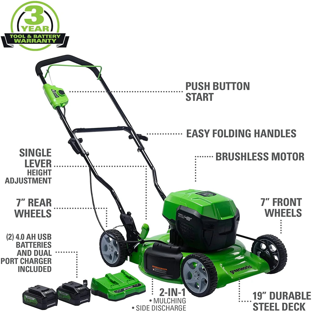19 Brushless Push Lawn Mower with Batteries and Charger W193433