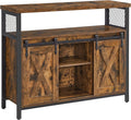 Buffet Sideboard Storage Cabinet with Adjustable Shelf and Sliding Barn Door H4763