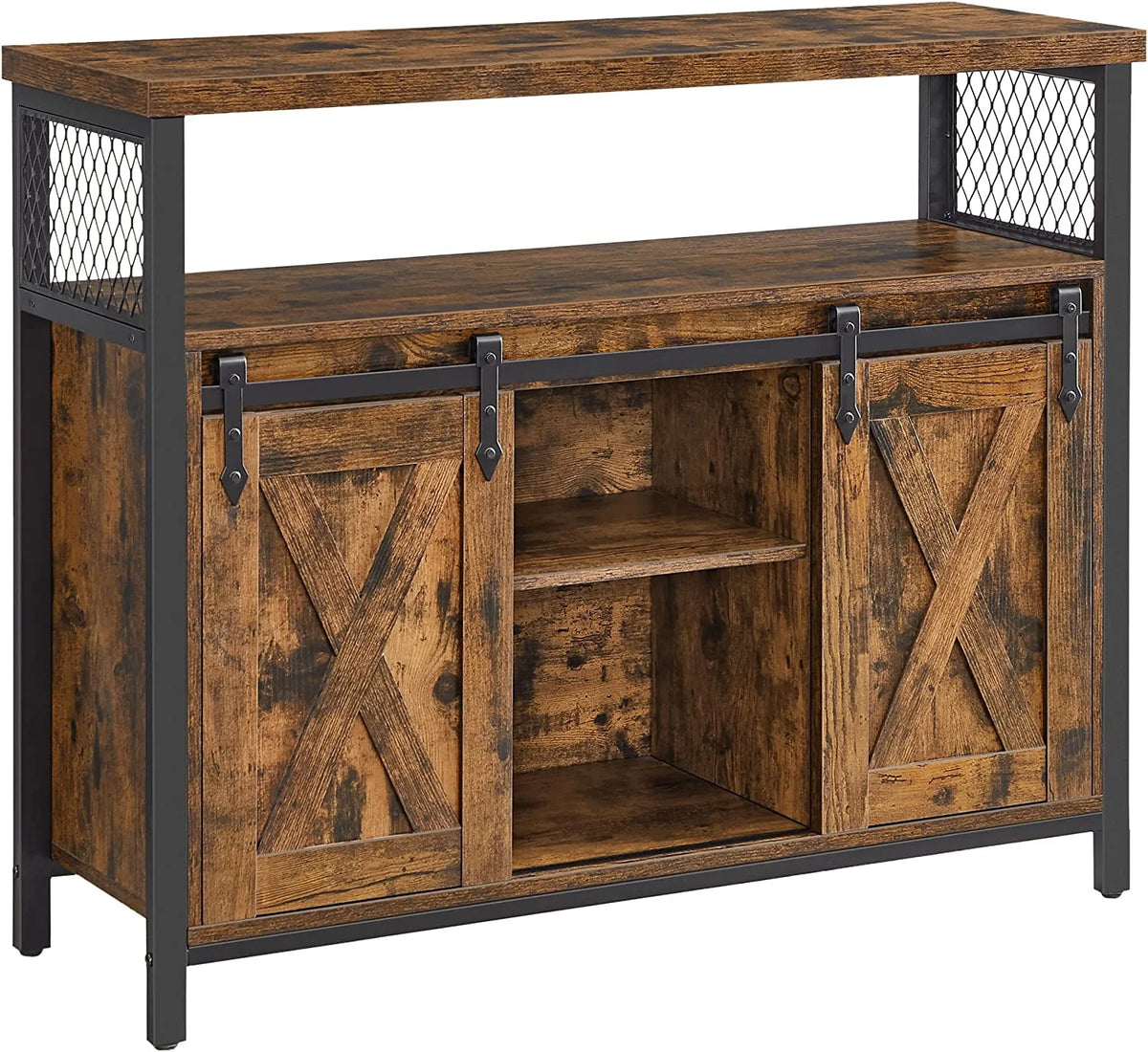 Buffet Sideboard Storage Cabinet with Adjustable Shelf and Sliding Barn Door H4763