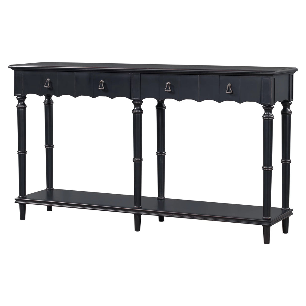 Country Console Table with 4 Storage Drawers and 1 Shelf T945