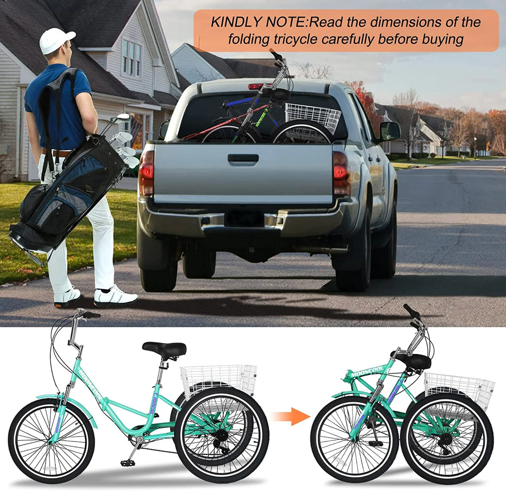 7 Speed Folding Adult Tricycle with Basket W157