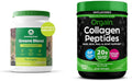 Greens Superfood Blend with Organic Spirulina, Digestive Enzymes - 100 Servings & Hydrolyzed Collagen Peptides Powder, 20g Grass Fed Collagen F60295