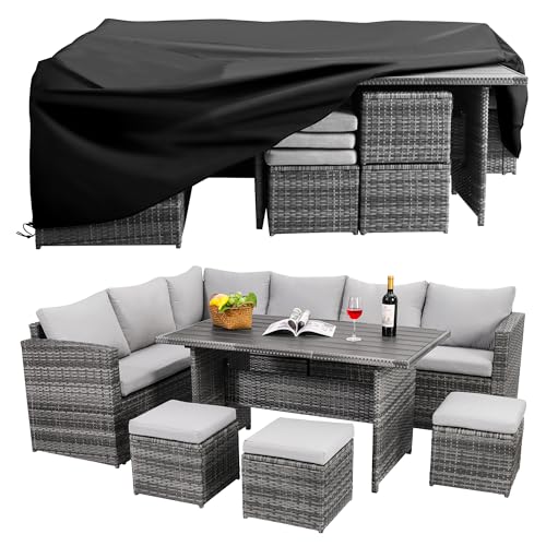 7 Pieces All Weather Wicker Patio Furniture Set with Ottoman P4116