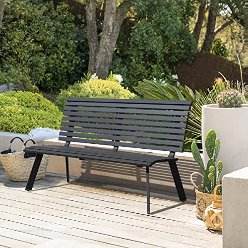 Dark Grey Aluminum Outdoor Bench K576809