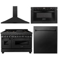 48 Range, Range Hood, Microwave, Dishwasher in Black Stainless Z45831
