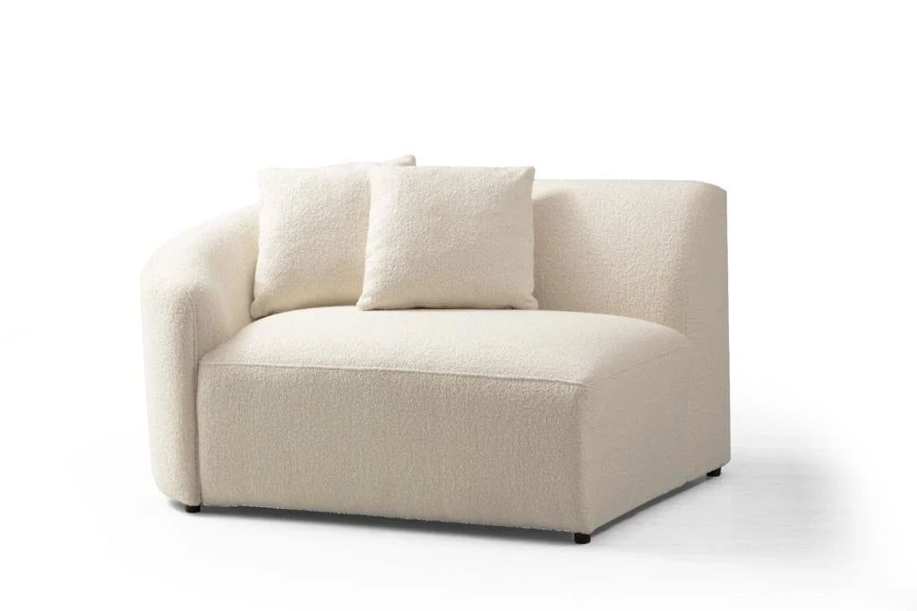 Ivory Boucle Curved Sectional T8874