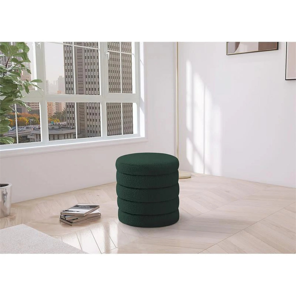Green Boucle Fabric Ottoman/Stool X700