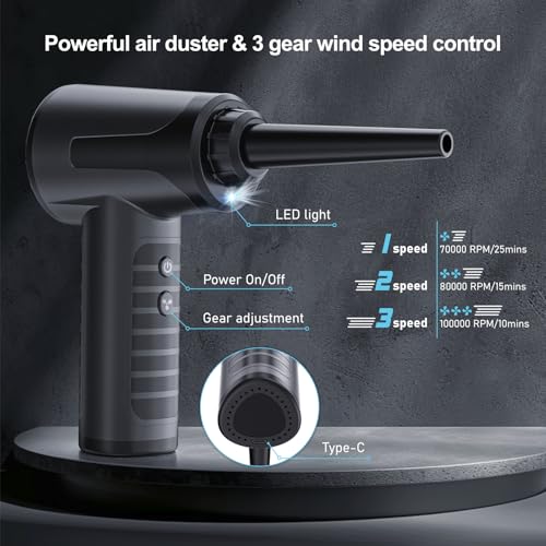 Cordless Electric Air Duster 100000RPM Black C860279