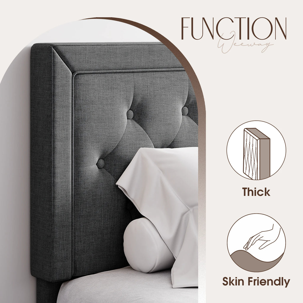 Queen Size Upholstered Platform Bed Frame with Adjustable Headboard Y173