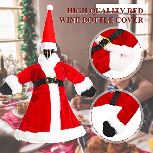 2 Sets Christmas Wine Bottle Covers and Mini Santa Hats L547