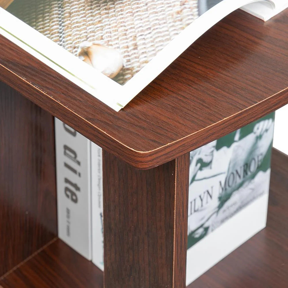 L-Shaped Wood Corner Desk with Bookshelves K833