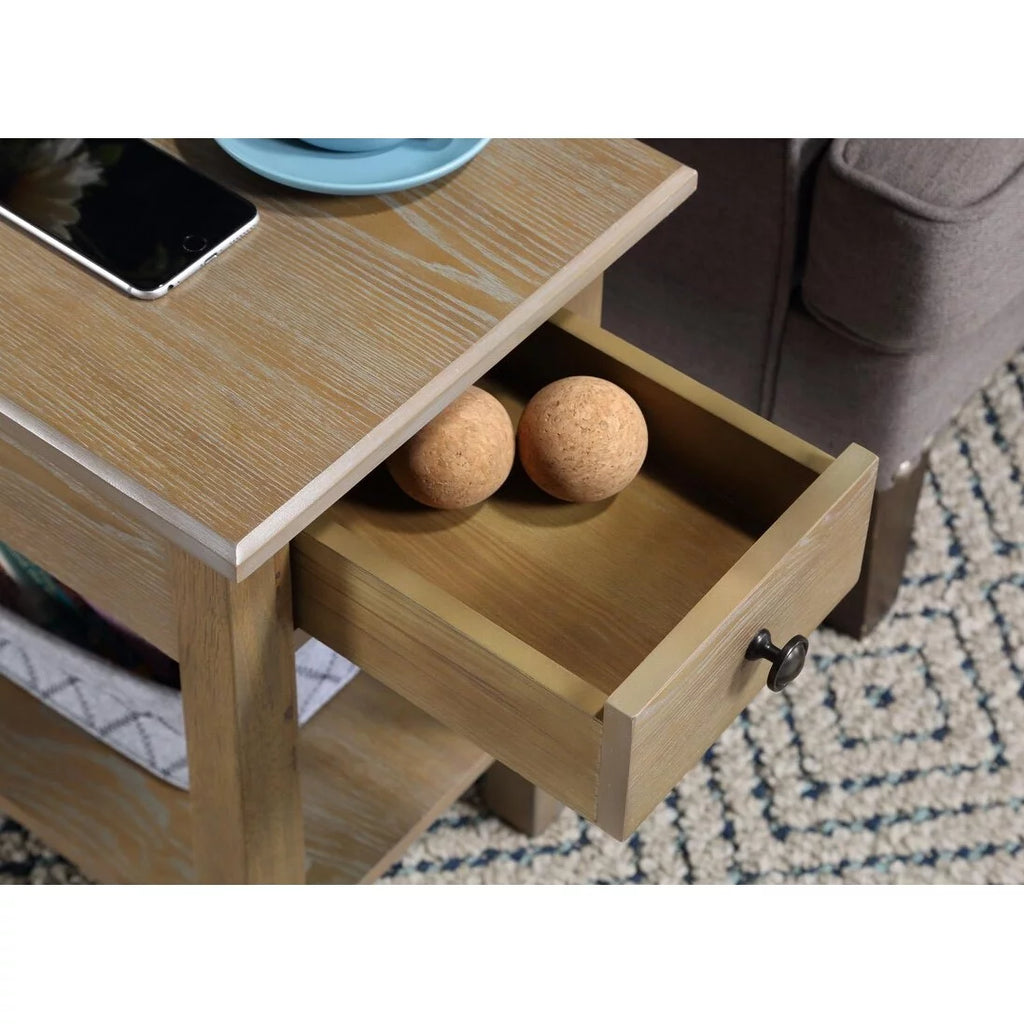 Driftwood Side Table with USB Charging Station E47014