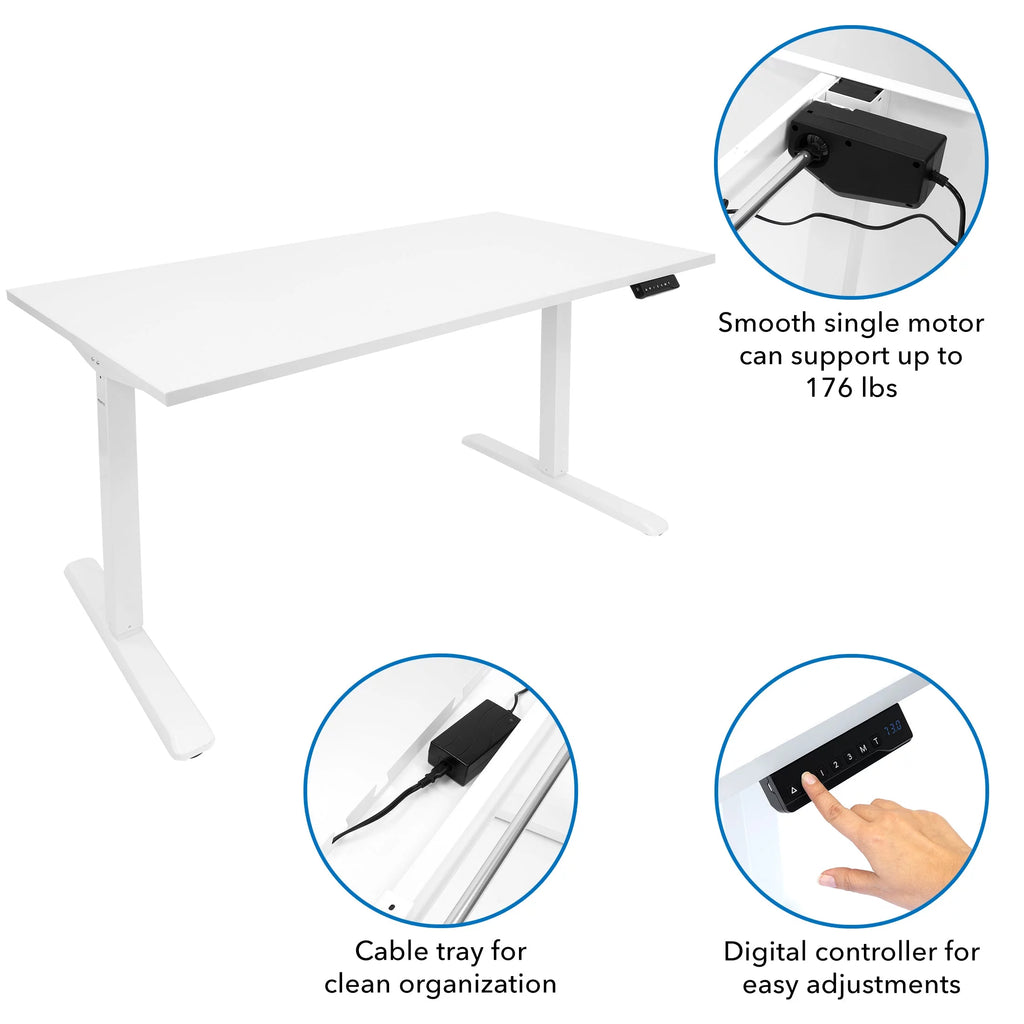 White Electric Standing Desk 55" L41679