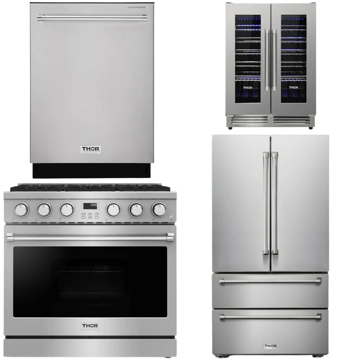 36 Gas Range, Refrigerator, Dishwasher and Wine Cooler X9151