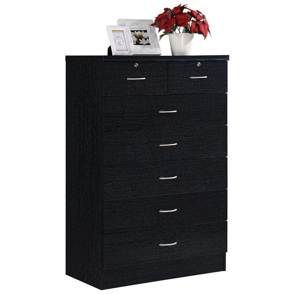 7 Drawer Wood Chest Set with Locks in Black D219