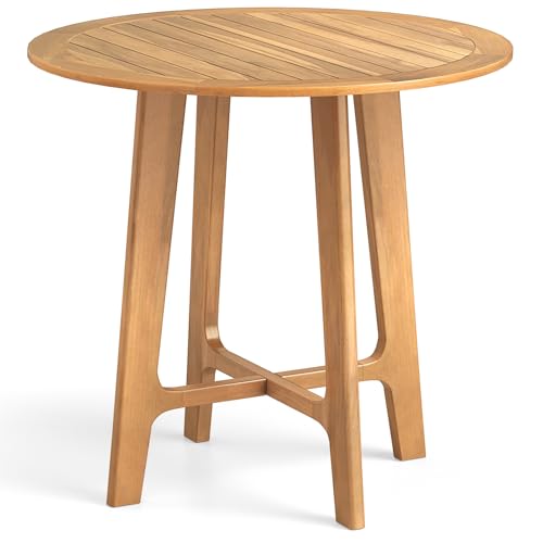 Square Acacia Wood Outdoor Dining Table with Umbrella Hole M581112