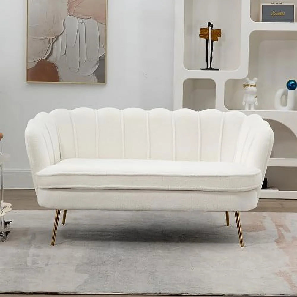 Boucle Loveseat Sofa with Gold Metal Legs Q81056