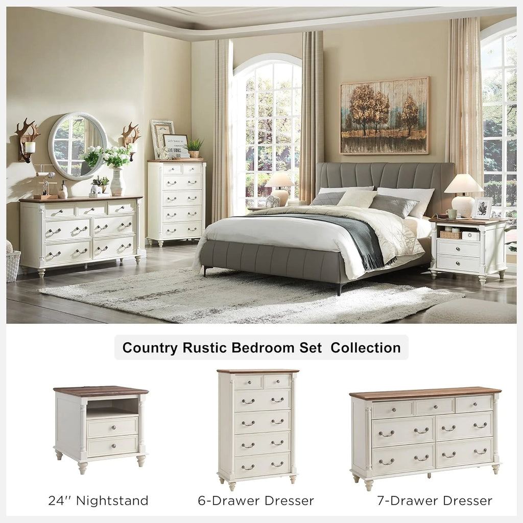Antique White 6 Drawer Dresser C920