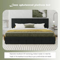 Linen Upholstered Queen Size Platform Bed Frame with 4 Storage Drawers Black J4723