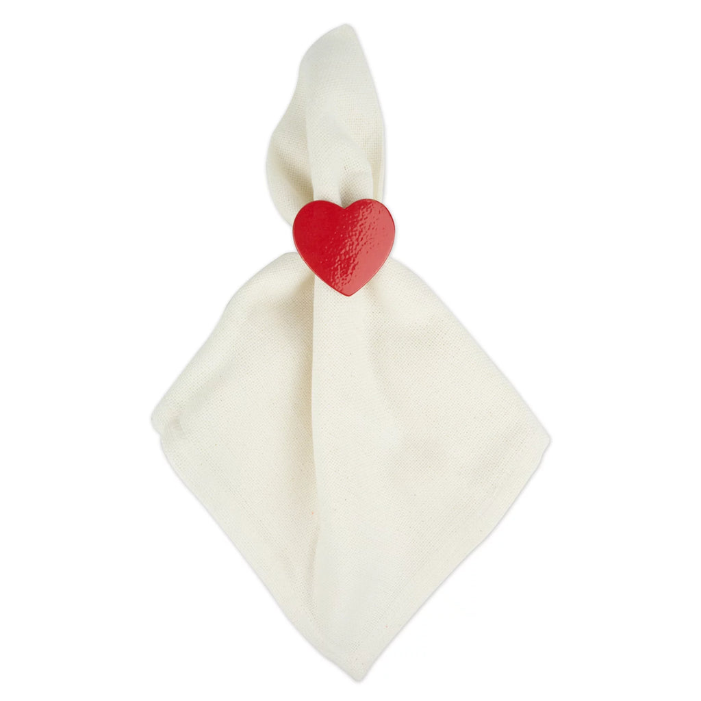Set of 6 Red Heart Shaped Napkin Rings A664764