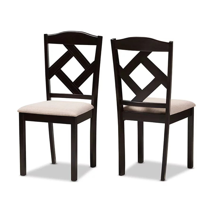 Beige Fabric Upholstered 5-Piece Dining Set O70633