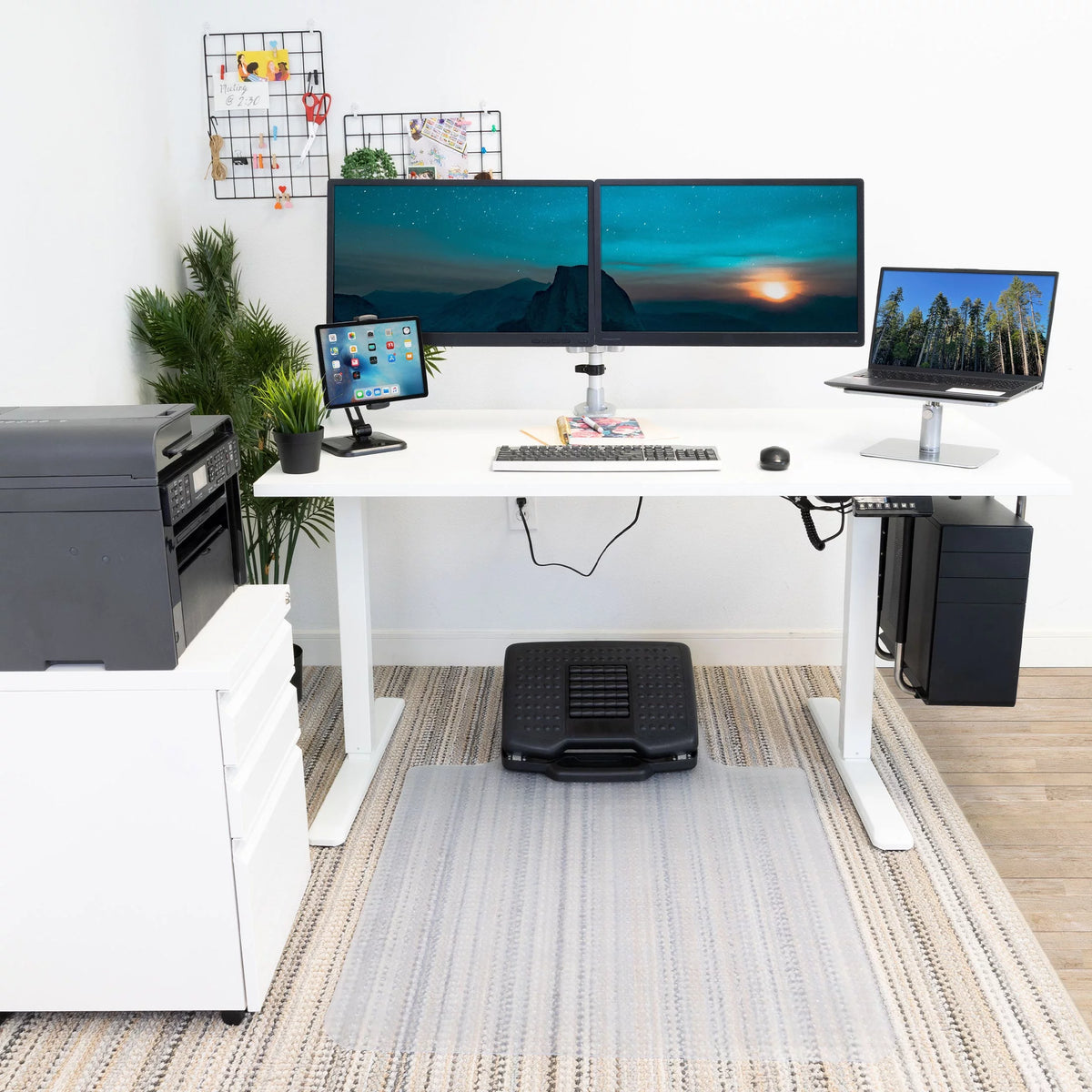 White Electric Standing Desk 55" L41679