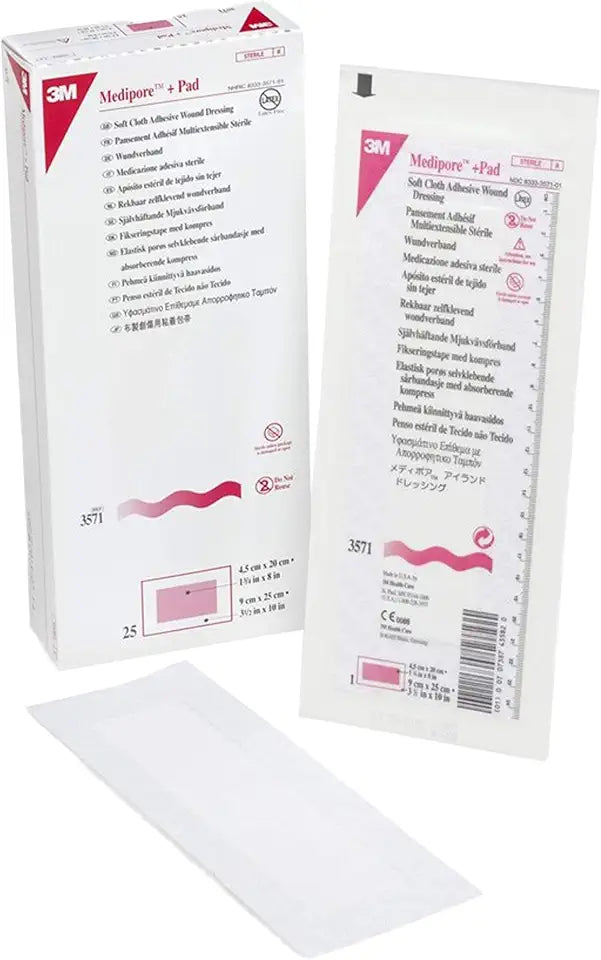 Soft Cloth Adhesive Wound Dressing, 3 1/2" x 10", 25/Bx Q861