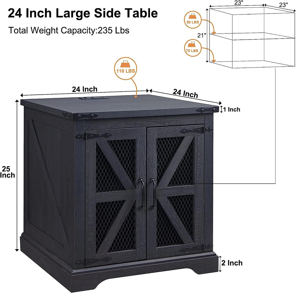 Black Nightstand with Adjustable Shelves Y855