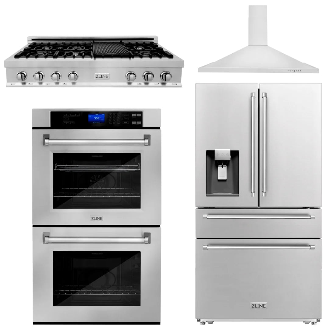 48 In. Rangetop, Range Hood, Refrigerator and Double Wall Oven H5203