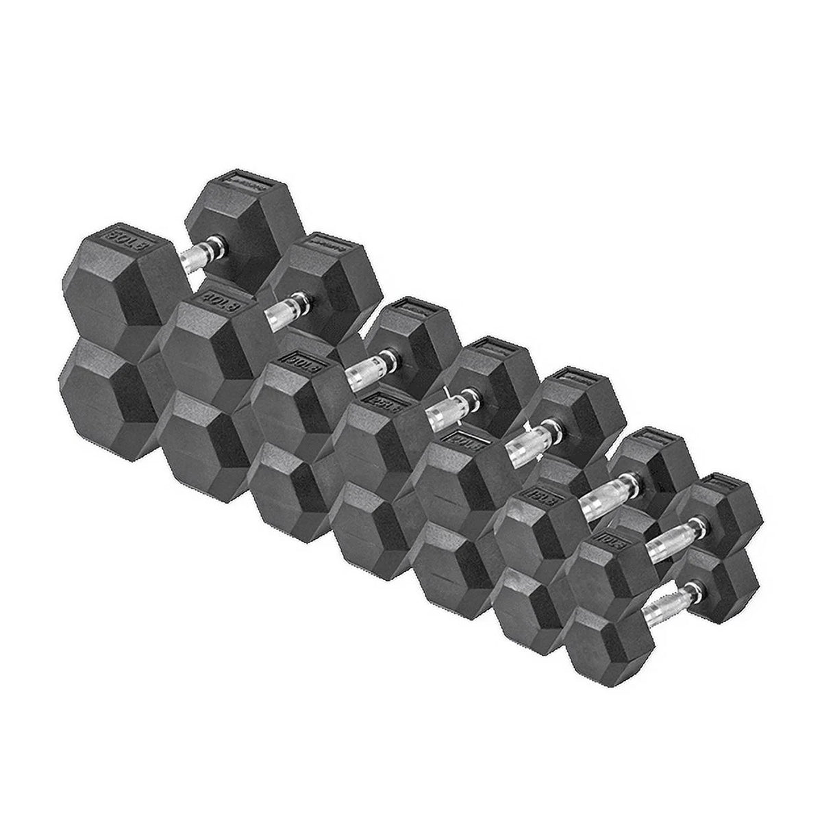 150 lb Hex Rubber Dumbbell Set E312539