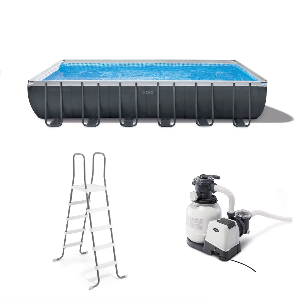 24' x 12' x 52 Rectangular Frame Swimming Pool with Pump P61650
