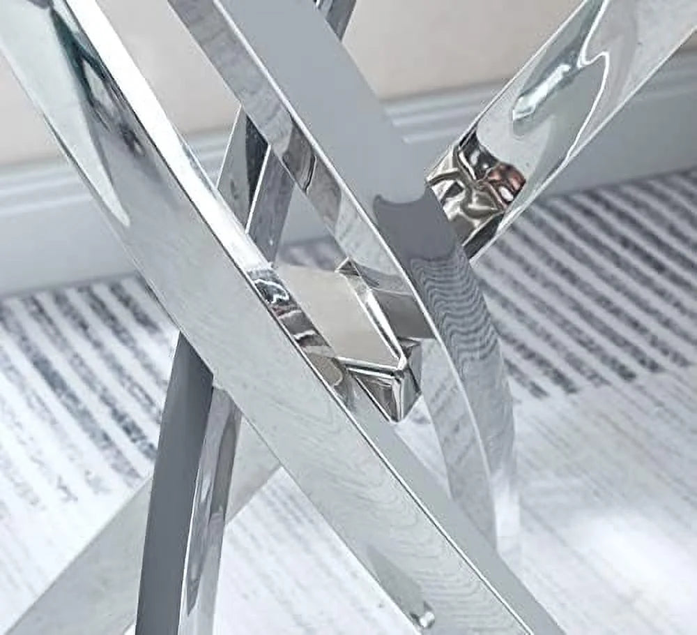 Round Glass End Table with Chrome Legs H513131