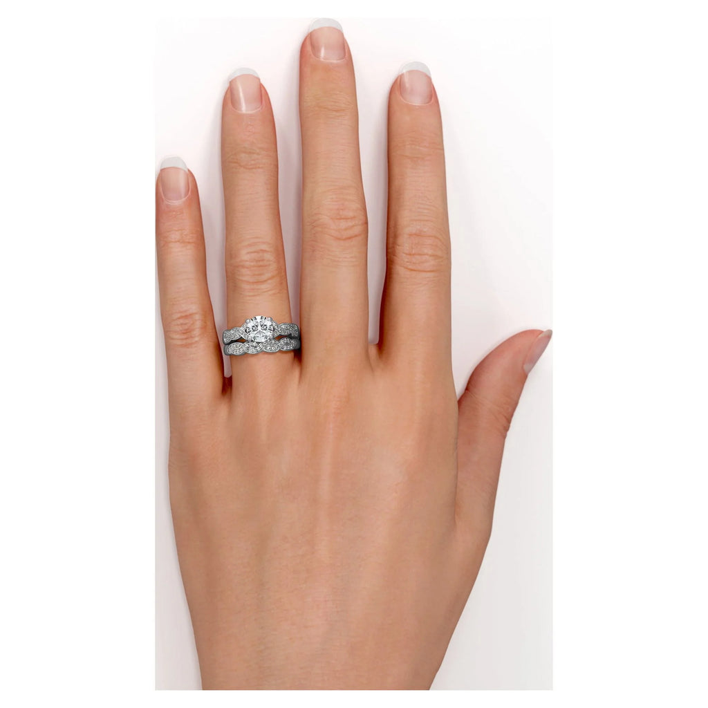 1.25 Carat Round Cut Moissanite Wedding Set Y61120