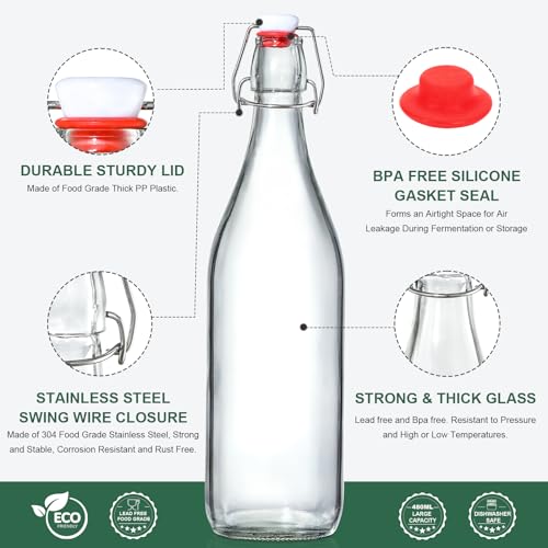16 OZ Swing Top Glass Bottles, Set of 8 V7890