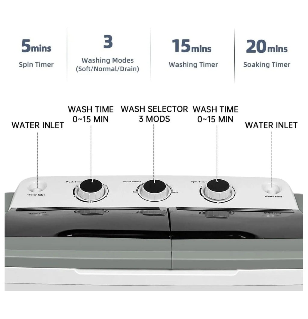Portable 24lbs Mini Washing Machine Washer and Dryer Combo W3404