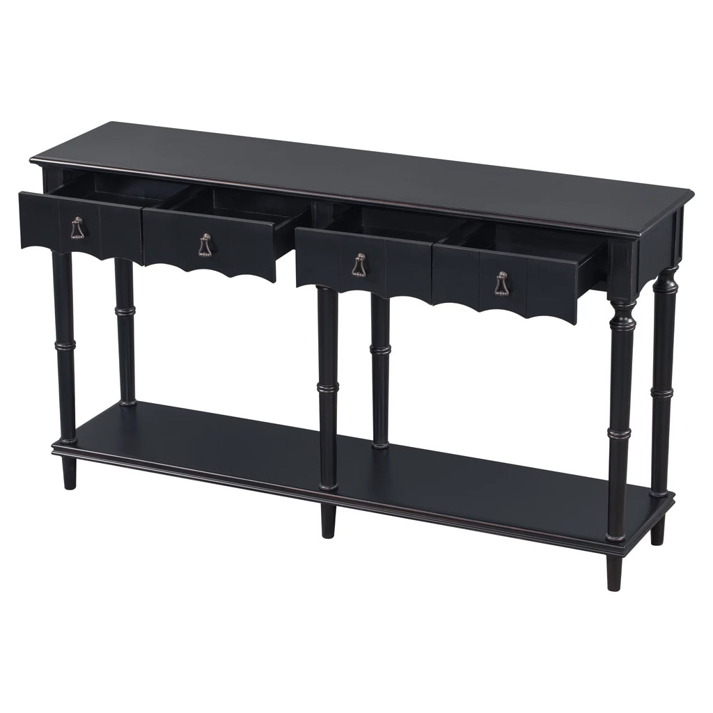 Country Console Table with 4 Storage Drawers and 1 Shelf T945