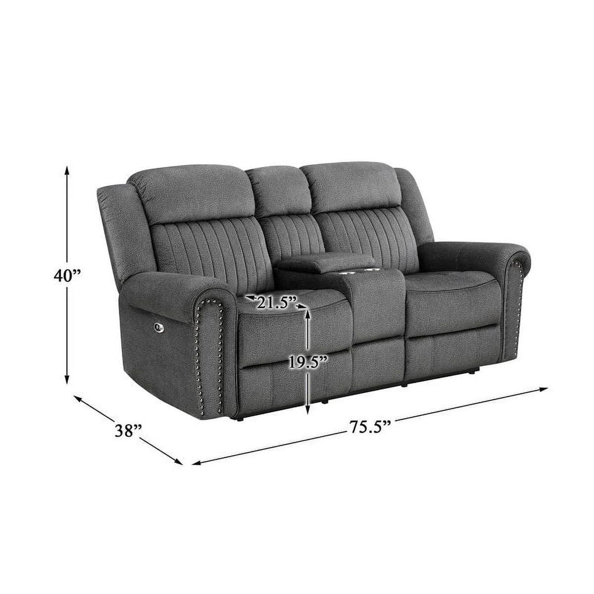 Charcoal Microfiber Power Reclining Loveseat E889