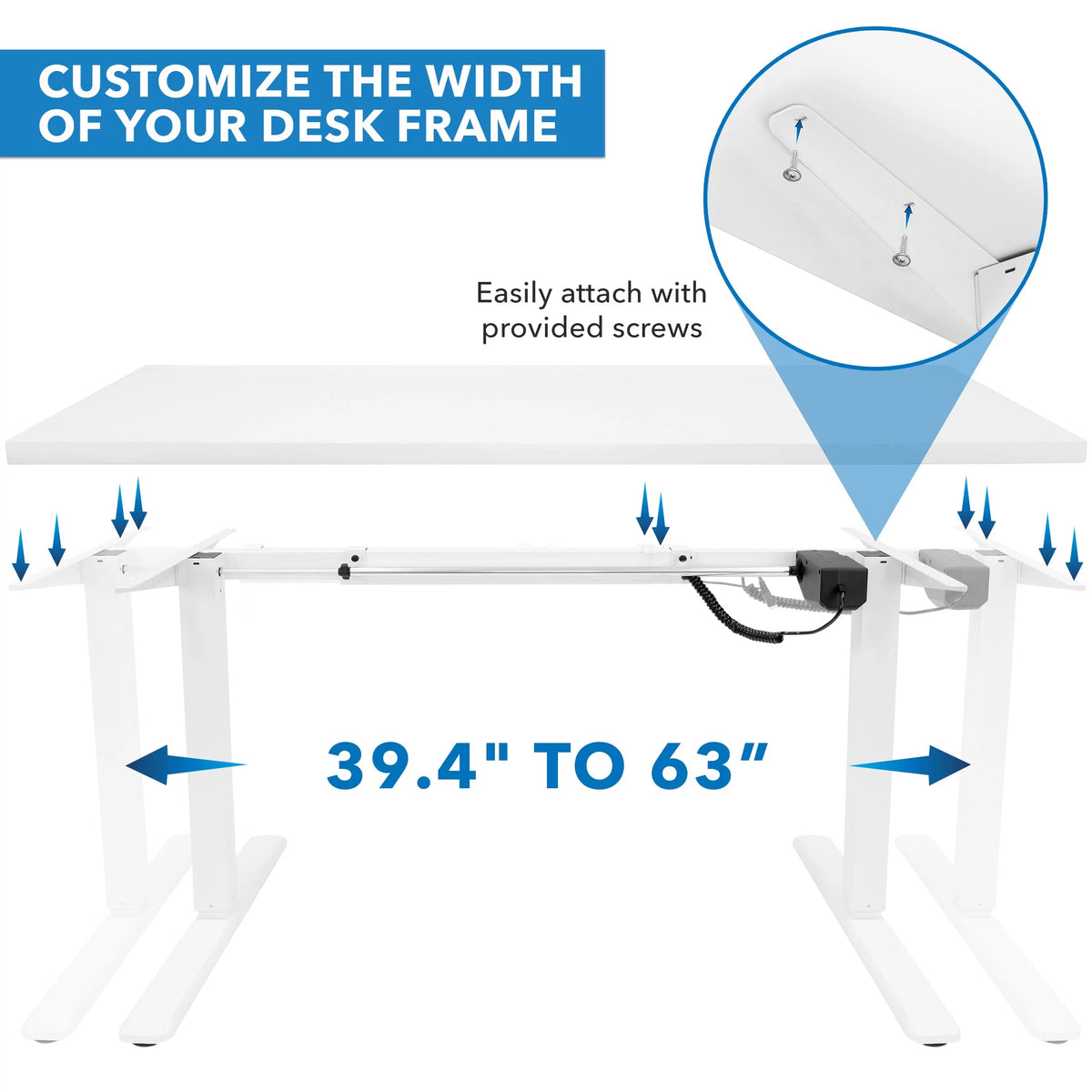 White Electric Standing Desk 55" L41679
