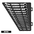 15-Piece Flex-Head Ratcheting Combination Wrench Set Metric W59474