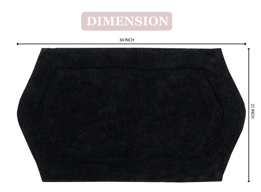100% Cotton Tufted Non-Slip Bath Rug, 21"x34" Black E942084